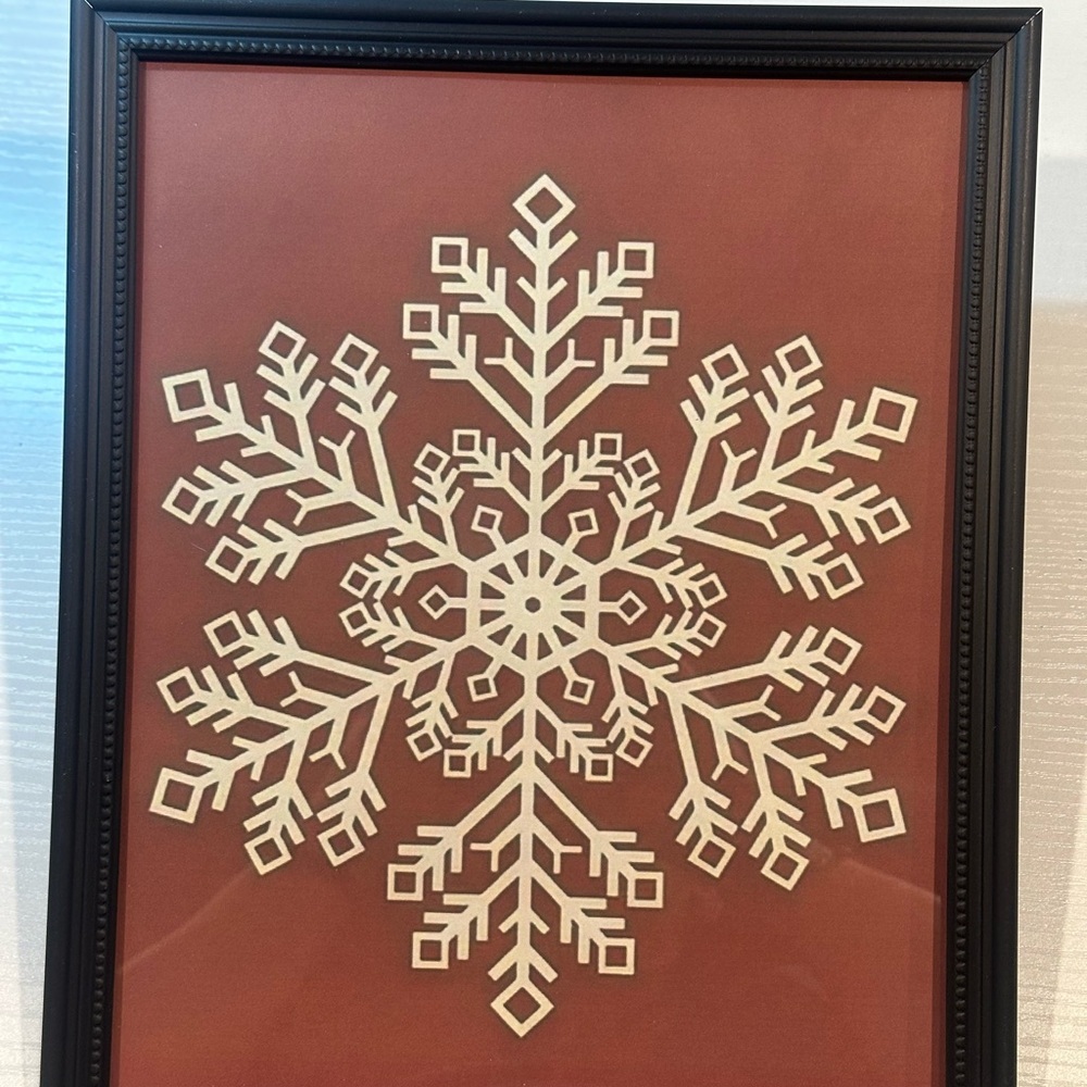 red snowflake design christmas winter holidays framed art print 8x10"